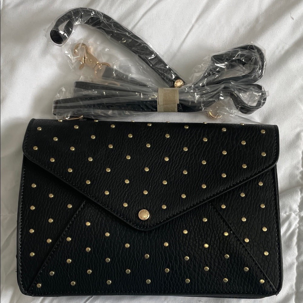 Poppy & Peonies Black Clutch with Gold Accents